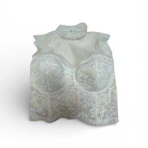 Victoria’s Secret Cream Lace Bustier Size 36E (DD) Elegant Bridal